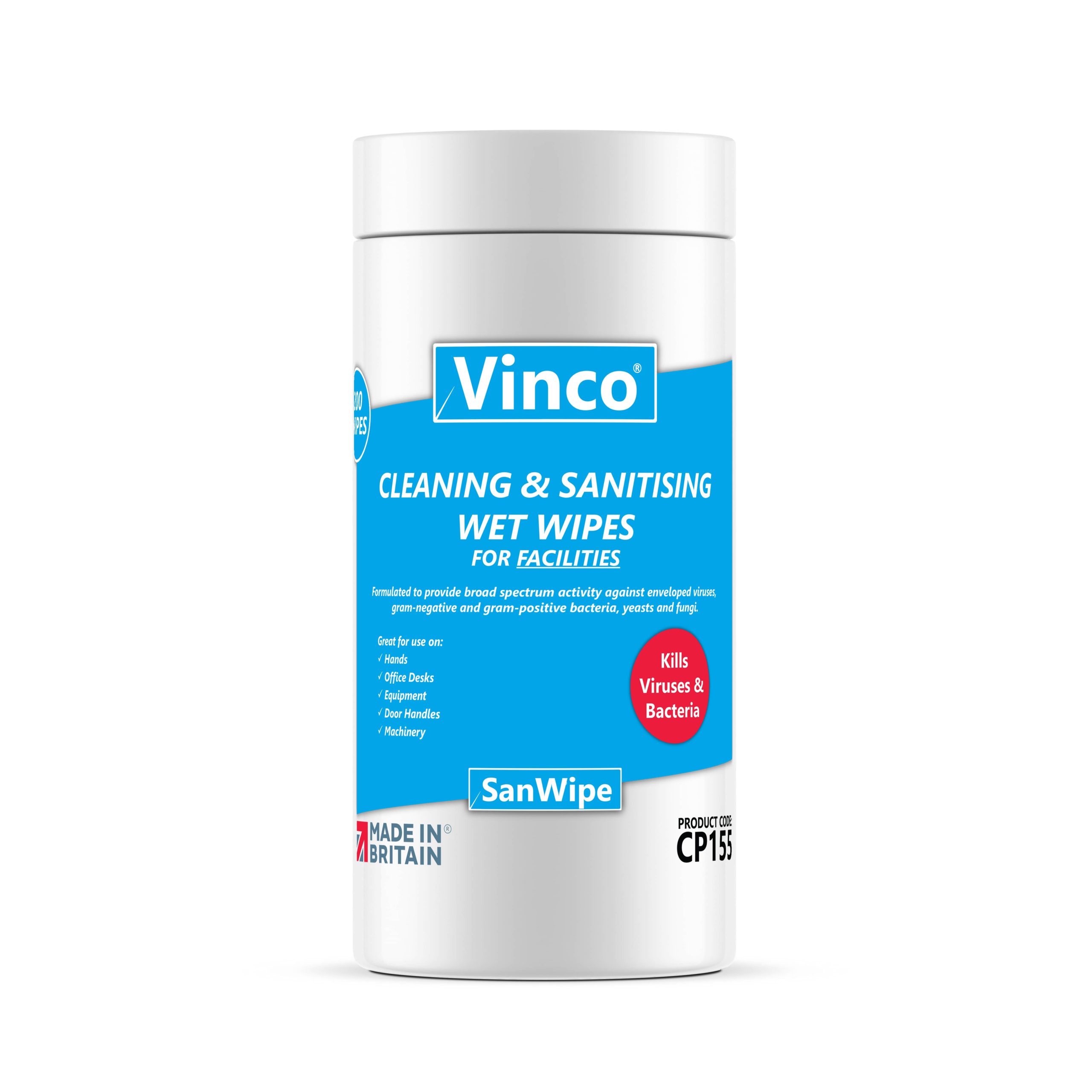 From £4.44 Vinco-SanWipe Cleaning & Sanitising Facilities Anti-Bac and Anti-Viral Wipe 200 Wipes
